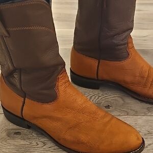 Larry Mahan Two-Tone Brown and Tan Cowboy Boots